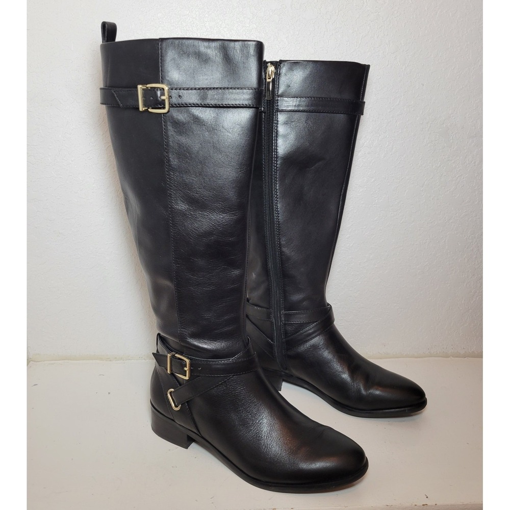 Women's Black Leather Riding‎ Boots Essex Lane Maggie Tall Women Size 7.5